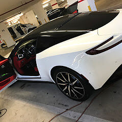Aston Martin in the shop for window film installation