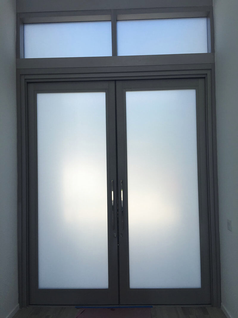 French doors with residential window film in Miami-Dade