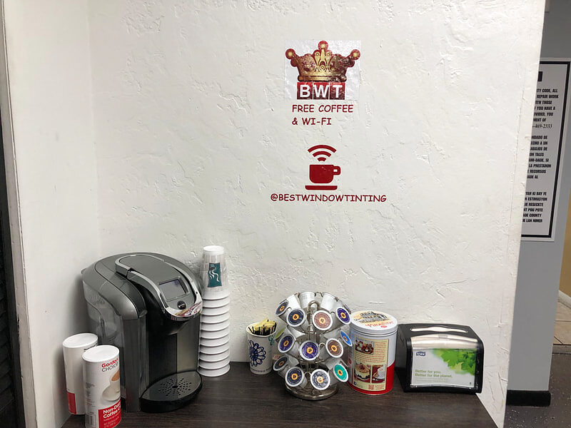 Car audio and accessories showroom at Best Window Tinting Miami