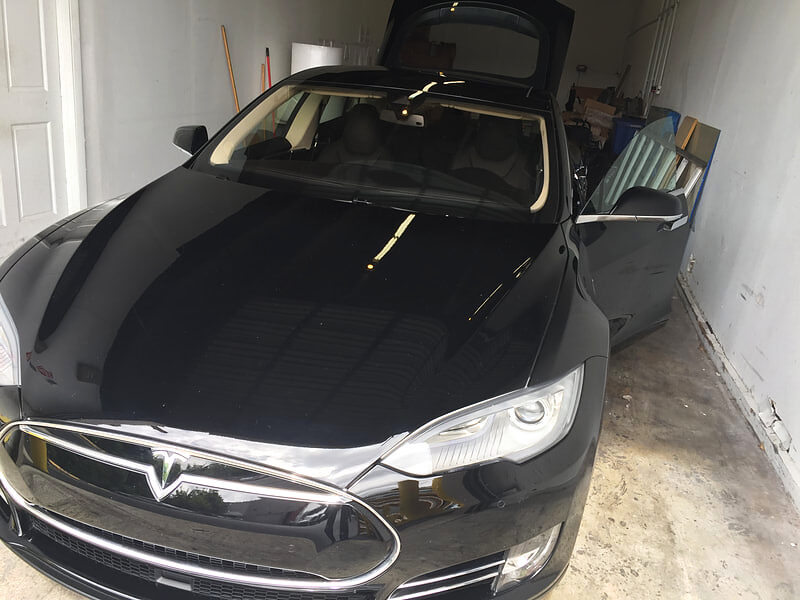 Tesla Model S in the Miami shop for window tinting